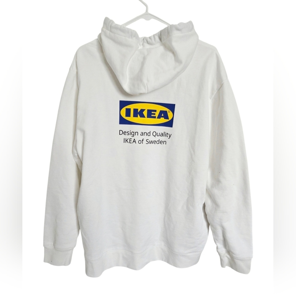 IKEA‎ Limited Edition EFTERTRÄDA Hoodie White L/XL 100% Cotton Spellout Unusex